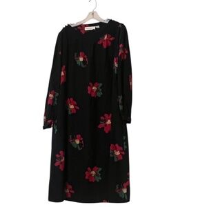 Vintage Nipon Boutique floral women's long sleeves, crew neck dress, Size 12